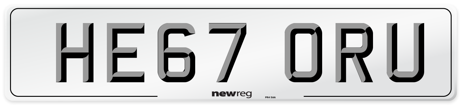 HE67 ORU Number Plate from New Reg